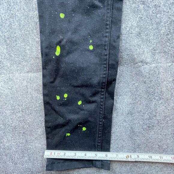 M Society Politically Incorrect Jeans Mens 32 Skinny Black Green Paint Splatter - Picture 4 of 8